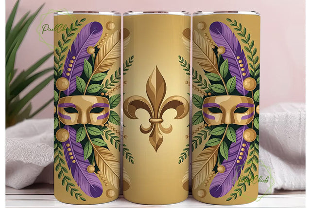 Mardi Gras Fleur-de-Lis 20oz Tumbler Sublimation PixelChick 