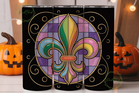 Mardi Gras Fleur-de-Lis 20oz Tumbler Sublimation PixelChick 