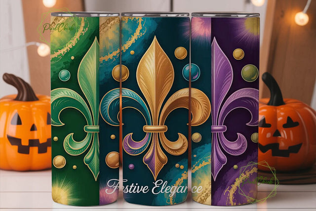 Mardi Gras Fleur-de-Lis 20oz Tumbler Sublimation PixelChick 