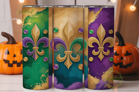 Mardi Gras Fleur-de-Lis 20oz Tumbler Sublimation PixelChick 