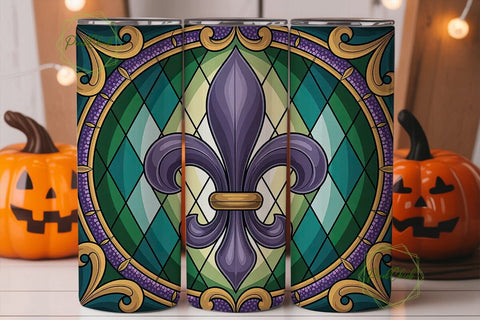 Mardi Gras Fleur-de-Lis 20oz Tumbler Sublimation PixelChick 