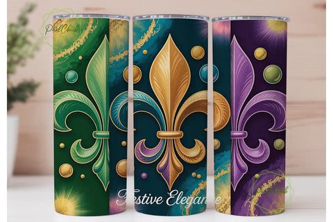Mardi Gras Fleur-de-Lis 20oz Tumbler Sublimation PixelChick 