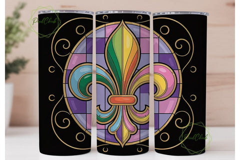 Mardi Gras Fleur-de-Lis 20oz Tumbler Sublimation PixelChick 