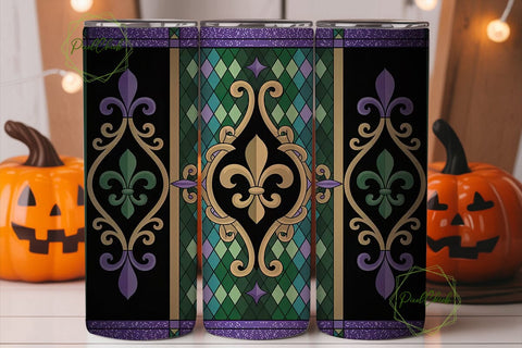 Mardi Gras Fleur-de-Lis 20oz Tumbler Sublimation PixelChick 