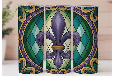 Mardi Gras Fleur-de-Lis 20oz Tumbler Sublimation PixelChick 