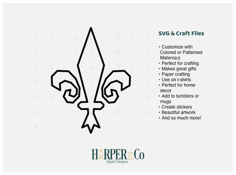 Mardi Gras Fleur de Lis Outline SVG 1 SVG HarperNCo 