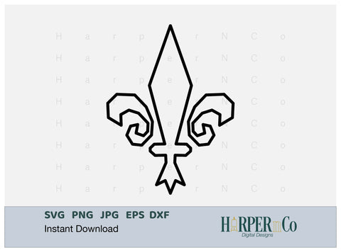 Mardi Gras Fleur de Lis Outline SVG 1 SVG HarperNCo 