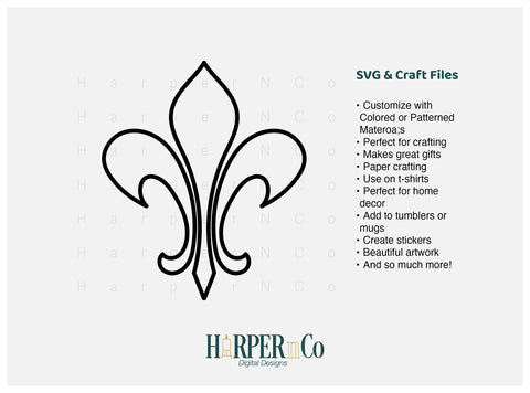 Mardi Gras Fleur de Lis Outline SVG 2 SVG HarperNCo 