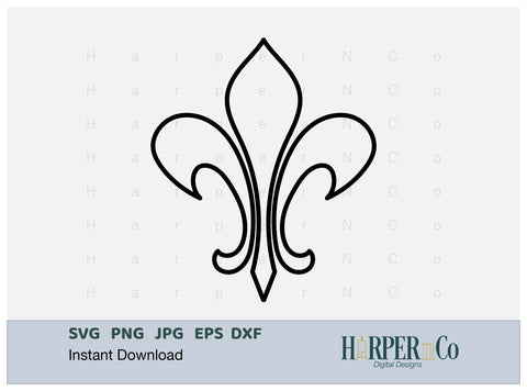 Mardi Gras Fleur de Lis Outline SVG 2 SVG HarperNCo 