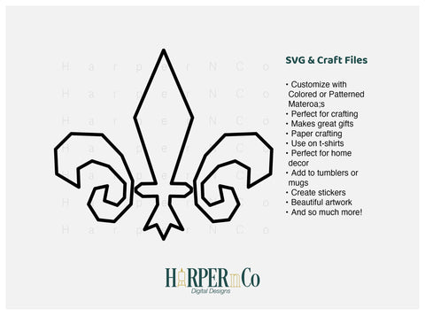 Mardi Gras Fleur De Lis Outline SVG 3 SVG HarperNCo 