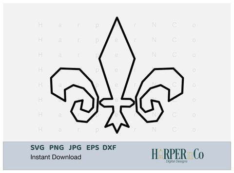 Mardi Gras Fleur De Lis Outline SVG 3 SVG HarperNCo 