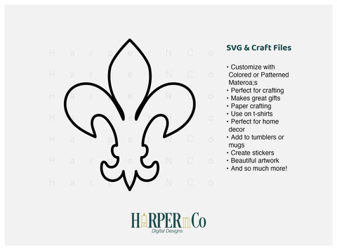 Mardi Gras Fleur De Lis Outline SVG 4 SVG HarperNCo 