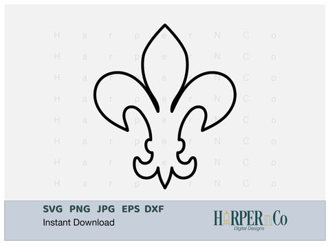 Mardi Gras Fleur De Lis Outline SVG 4 SVG HarperNCo 