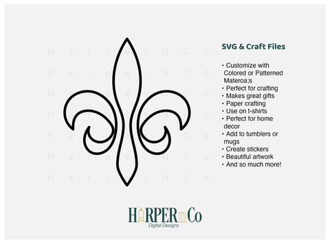 Mardi Gras Fleur De Lis Outline SVG 5 SVG HarperNCo 
