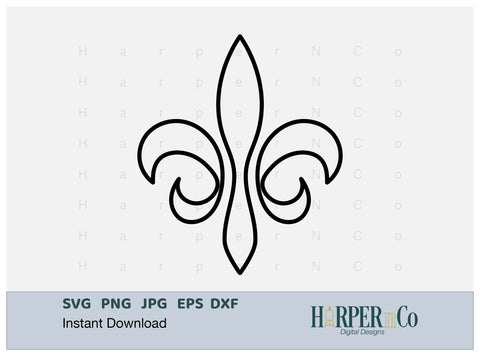 Mardi Gras Fleur De Lis Outline SVG 5 SVG HarperNCo 