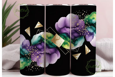 Mardi Gras Geometric Tumbler Wrap Sublimation PixelChick 