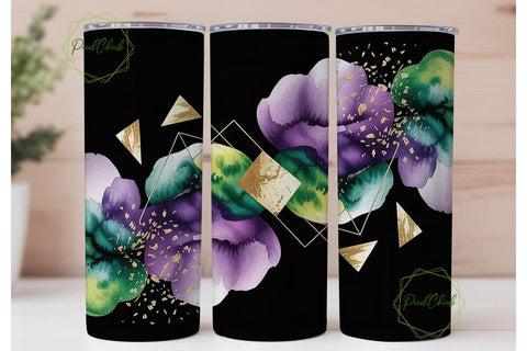 Mardi Gras Geometric Tumbler Wrap Sublimation PixelChick 