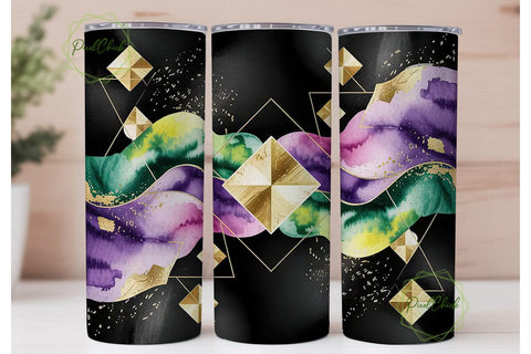 Mardi Gras Geometric Tumbler Wrap Sublimation PixelChick 