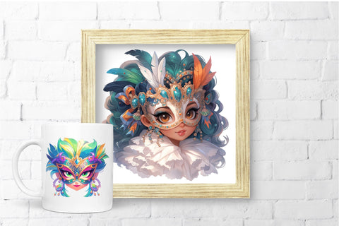 Mardi Gras Girl in Carnival Costume Sublimation Bundle Sublimation OrangeBrushStudio 