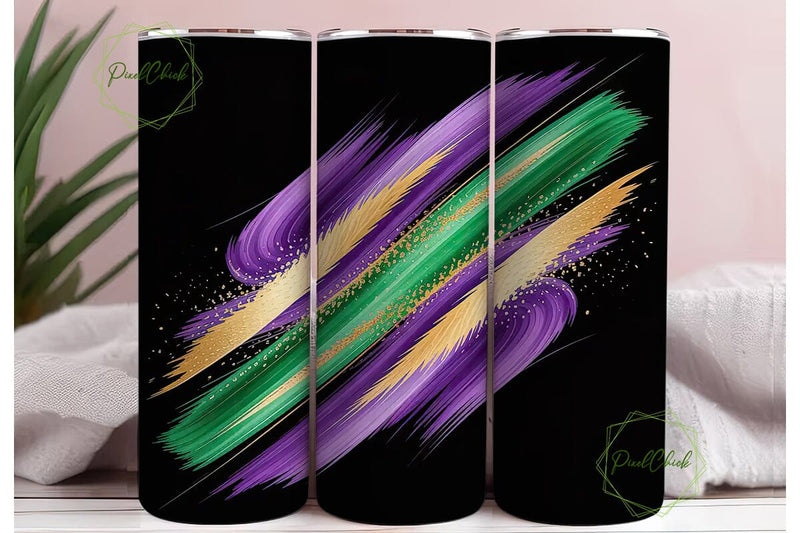 Mardi Gras Glitter 20oz Tumbler Wrap Sublimation PixelChick 