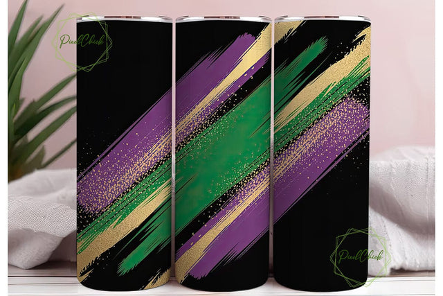 Mardi Gras Glitter 20oz Tumbler Wrap Sublimation PixelChick 