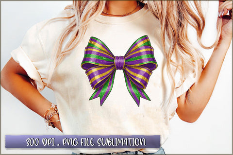 Mardi Gras Glitter Bow PNG Sublimation Shetara Begum 