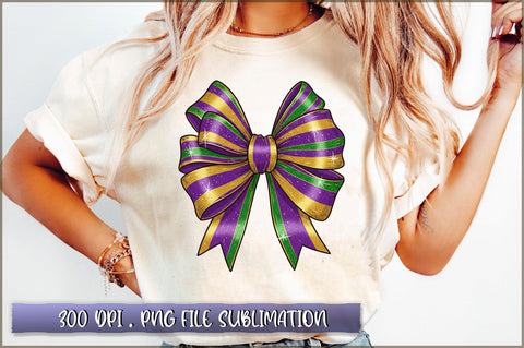 Mardi Gras Glitter Bow PNG Sublimation Shetara Begum 