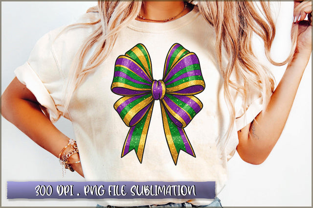 Mardi Gras Glitter Bow PNG Sublimation Shetara Begum 