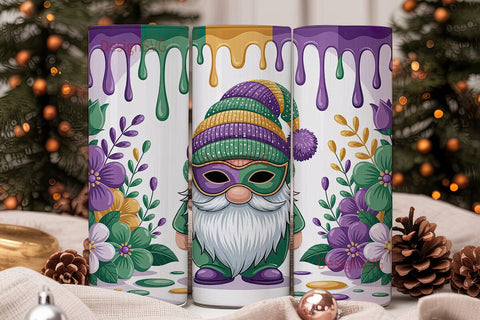 Mardi Gras Gnome 20oz Tumbler Wrap Sublimation DesignSVG 