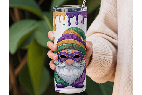 Mardi Gras Gnome 20oz Tumbler Wrap Sublimation DesignSVG 