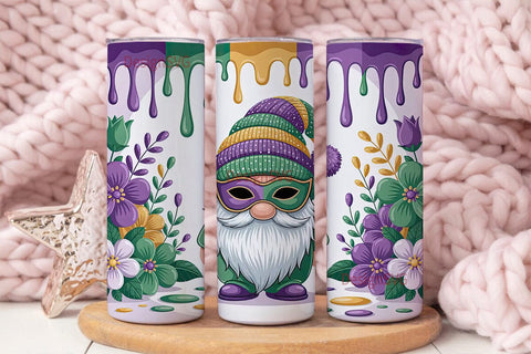 Mardi Gras Gnome 20oz Tumbler Wrap Sublimation DesignSVG 
