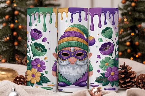 Mardi Gras Gnome 20oz Tumbler Wrap Sublimation DesignSVG 