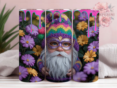 Mardi Gras Gnome Celebration Tumbler, Carnival Celebration Wrap, Festive Party Cup, 20oz Sublimation Wrap, Colorful Beads and Mask Tumbler, New Orleans Mardi Gras Cup, Fun Gnome Design Wrap Sublimation Li Zamperini 