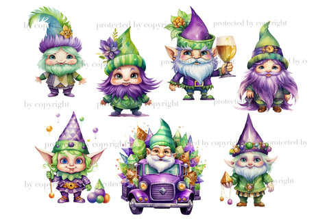 Mardi Gras Gnomes Clipart | Fat Tuesday PNG SVG GlamArtZhanna 