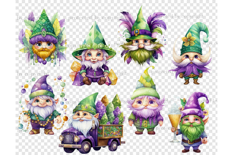 Mardi Gras Gnomes Clipart | Fat Tuesday PNG SVG GlamArtZhanna 