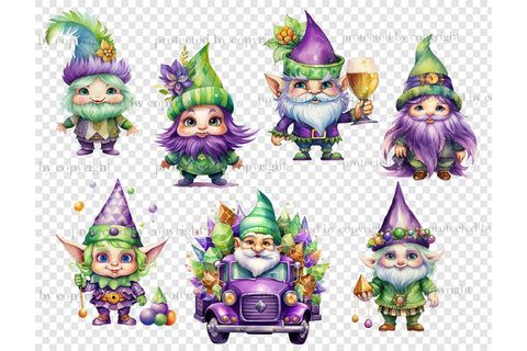 Mardi Gras Gnomes Clipart | Fat Tuesday PNG SVG GlamArtZhanna 