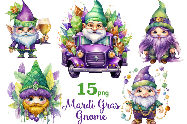 Mardi Gras Gnomes Clipart | Fat Tuesday PNG SVG GlamArtZhanna 