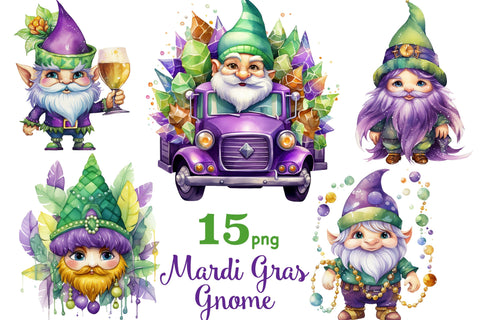 Mardi Gras Gnomes Clipart | Fat Tuesday PNG SVG GlamArtZhanna 