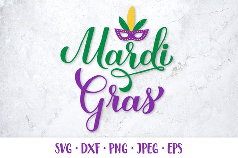Mardi Gras hand lettered SVG. Carnival mask with feathers SVG LaBelezoka 