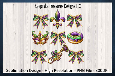 Mardi Gras, Icon and Coquette Bow, Sublimation T-Shirt PNG Design, Happy Mardi Gras Parade, Sublimation Keepsake Treasures Designs LLC. 