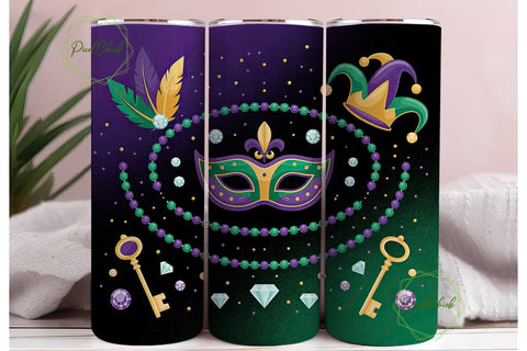 Mardi Gras Jewels 20oz Tumbler Wrap Sublimation PixelChick 