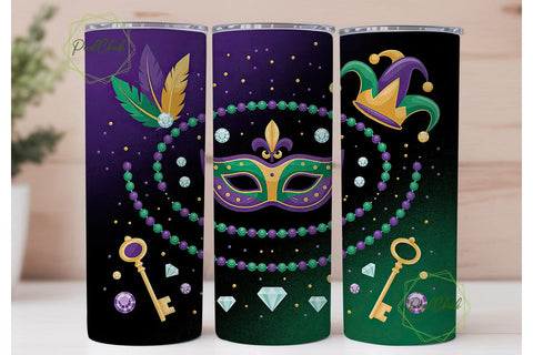 Mardi Gras Jewels 20oz Tumbler Wrap Sublimation PixelChick 