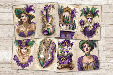 Mardi Gras Junk Journal Pages | Carnival Printable SVG GlamArtZhanna 