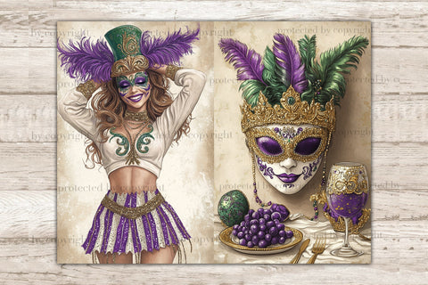 Mardi Gras Junk Journal Pages | Carnival Printable SVG GlamArtZhanna 