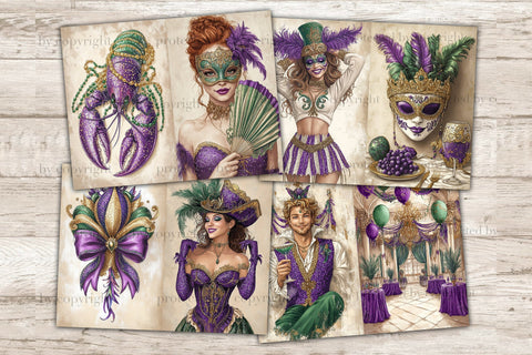 Mardi Gras Junk Journal Pages | Carnival Printable SVG GlamArtZhanna 