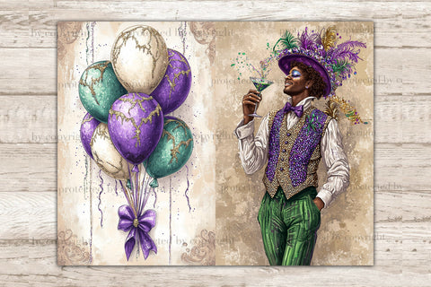 Mardi Gras Junk Journal Paper | Digital Collage Sheet SVG GlamArtZhanna 