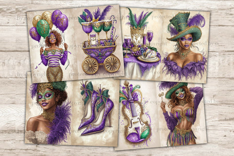 Mardi Gras Junk Journal Paper | Digital Collage Sheet SVG GlamArtZhanna 