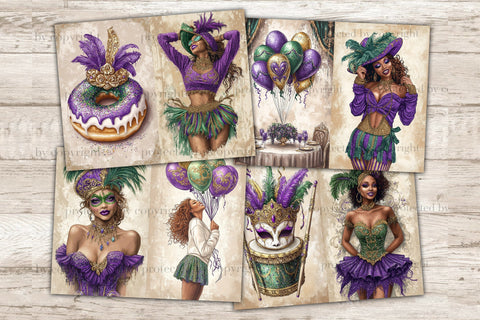 Mardi Gras Junk Journal Paper | Digital Collage Sheet SVG GlamArtZhanna 