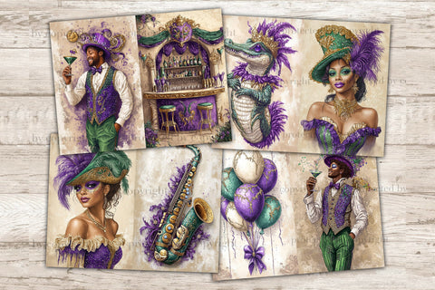 Mardi Gras Junk Journal Paper | Digital Collage Sheet SVG GlamArtZhanna 