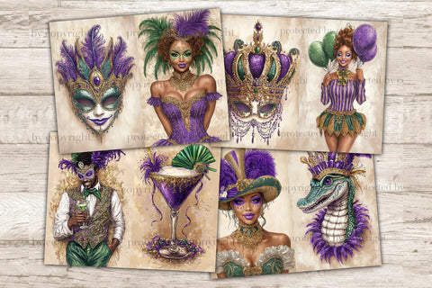 Mardi Gras Junk Journal Paper | Digital Collage Sheet SVG GlamArtZhanna 